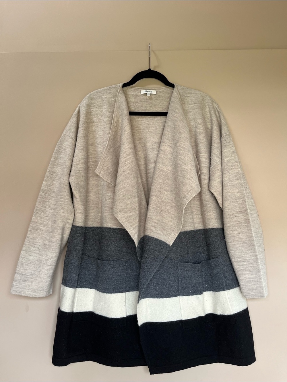 Madewell Neutral Colorblock Blanket Cardigan, Merino Wool